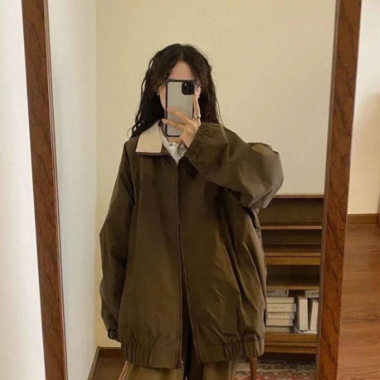 NEW VARSITY JACKET VINTAGE UNISEX - JACKET TRUCK SUIT VINTAGE OVERSIZE - JACKET RETRO POLOS [terbaik