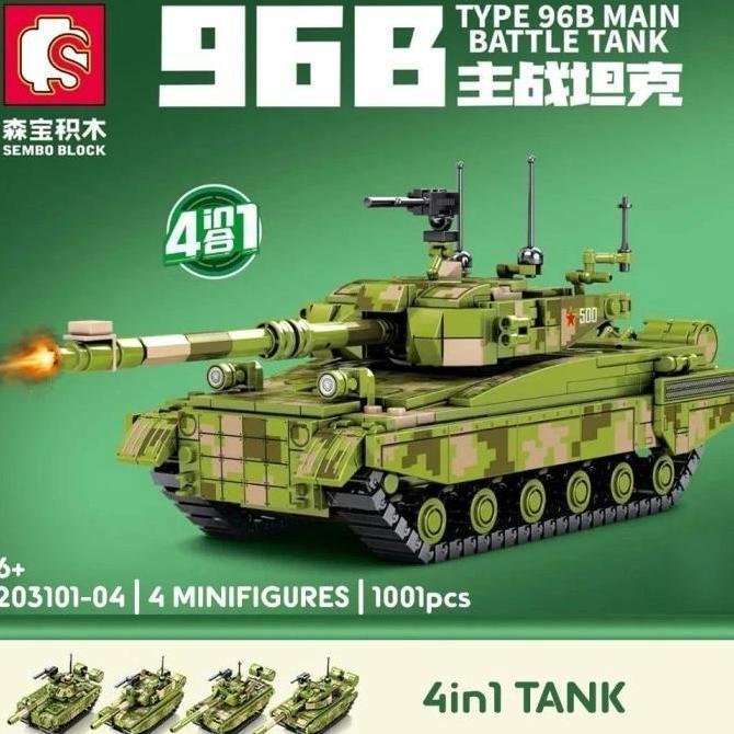 Wasingten- Ohsome - Sembo Type 96B Military Battle Tank Set (4-In-1) / Block Mainan Rakit Brick Blok