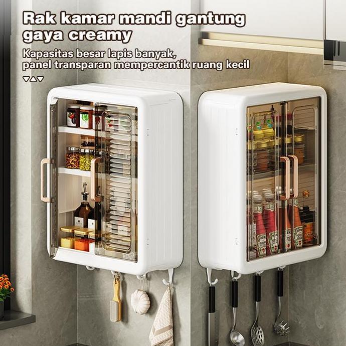 NEW - Etife Rak Kamar Mandi Rak Dinding Tempel Tertutup Rak Gantung Dinding  Rak Dinding Kamar Mandi