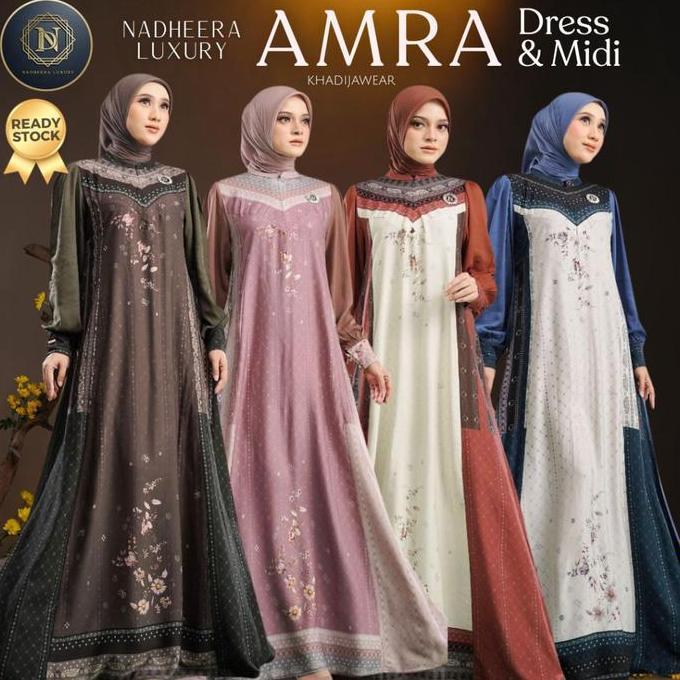[Bisa Cod] Amra Dress Midi Nadheera Luxury Gamis Rayon Premium Terbaru Nadhera Arma