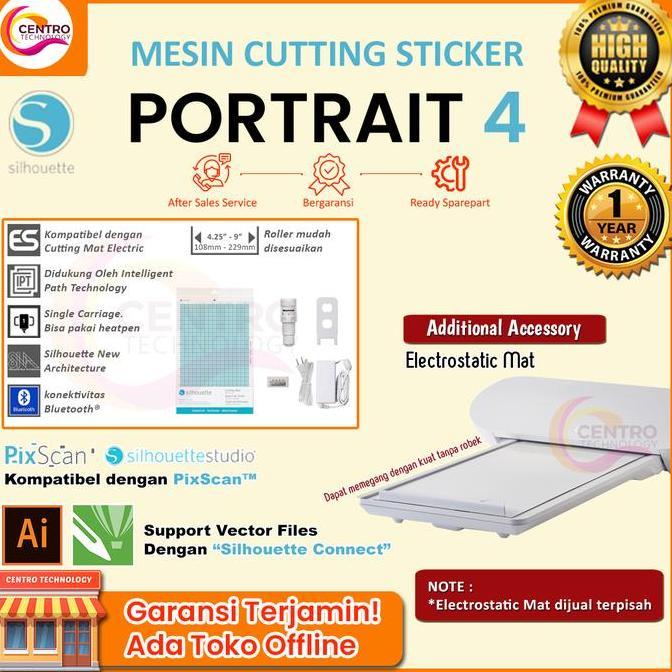 Mesin Cutting Sticker Mini Silhouette Portrait 4 - Ukuran A4 (Bisa Auto Contour Cut)