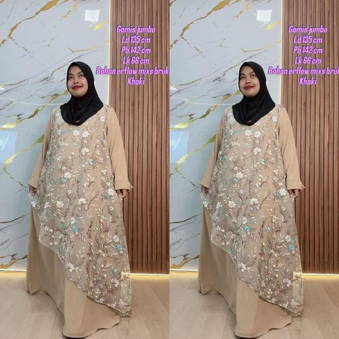 Gamis Brukat Super Jumbo Ld 135 Cm Model Terbaru Kekinian - Nadira Dress