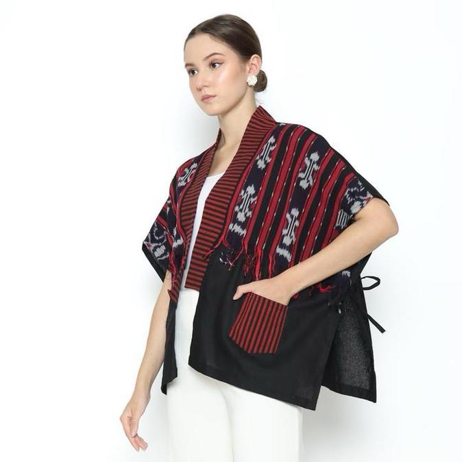 Alula Vest Outer Mix Polos Linen Batik dan Lurik untuk Wanita Muslim - Cardigan, Pria, Panjang, Baju