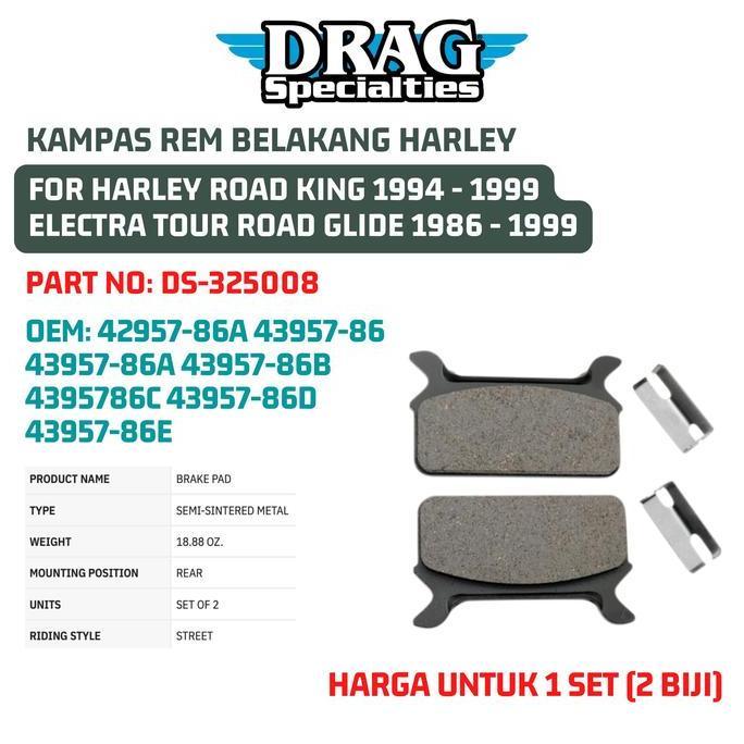 KAMPAS REM BELAKANG HARLEY ROAD KING 1994-1999 ELECTRA TOUR ROAD GLIDE 1986-1999 DS-325008 OEM 42957