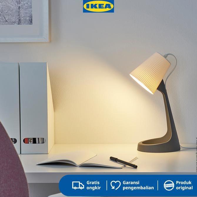 IKEA SVALLET Lampu Meja Kerja Plastik Warna Abu-Abu/Putih