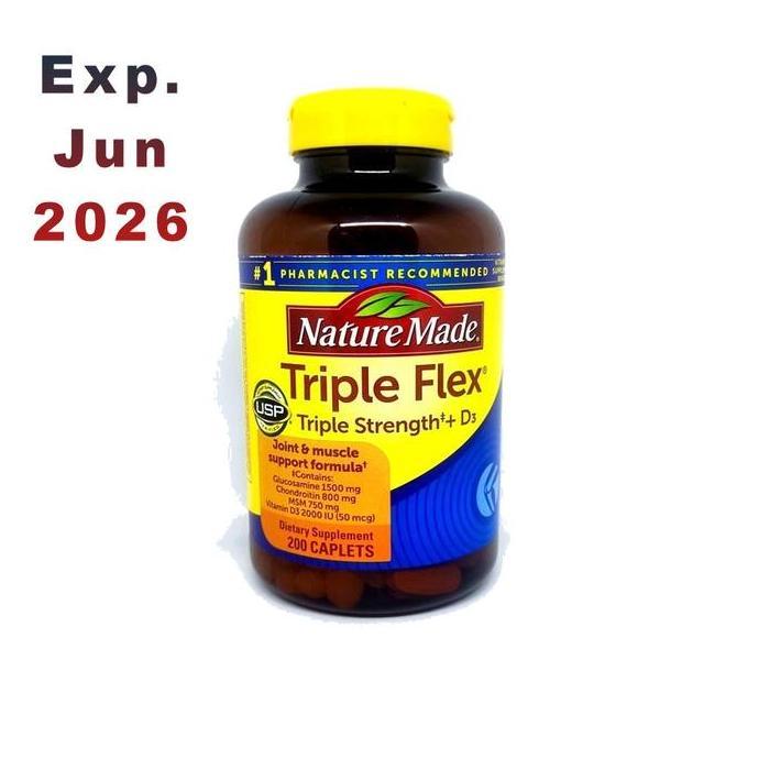 Nature Made Triple Flex Triple Strength + D3 200 Kaplet Formula Glucosamine Chondroitin MSM Vitamin 
