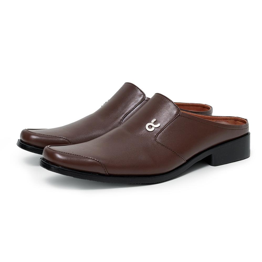 Sepatu Sandal Slop Pantofel Pria Kulit Asli OC 5252 Odon Cibaduyut Kantor Casual Hitam Coklat New te