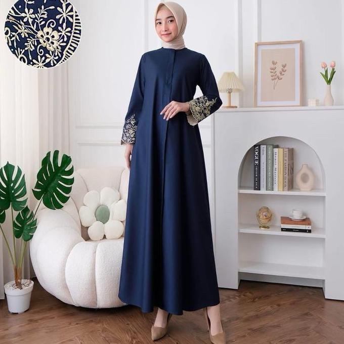 Murah Radiafashion Gamis Abaya Toyobo Mix Bordir Katun Mewah Elegan Modern Busui & Wudhu Friendly Ba