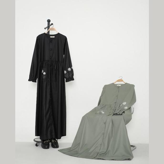 Murah KUPNAD Gamis Katun Toyobo Bordir - Daisy Dress Dusty Purple Non COD