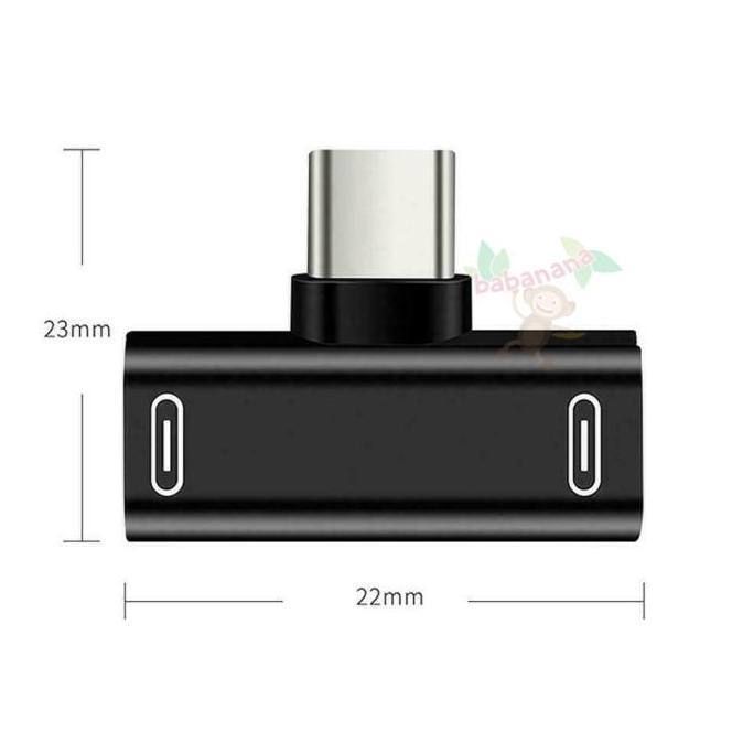 DY123 >> OTG Splitter 2 in 1 Type-C Output Gaming Cabang Tipe C Hub Connector