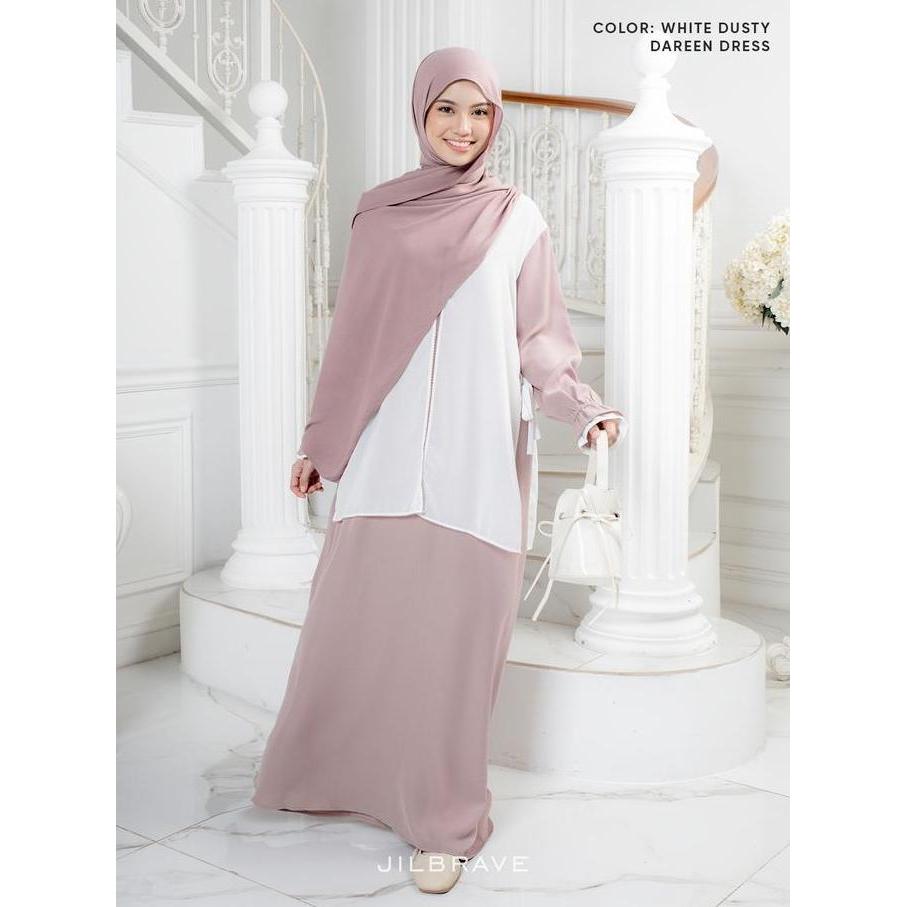 Murah JILBRAVE Dareen Dress Gamis Outer Minimalist Elegan untuk Lebaran & Daily Non COD