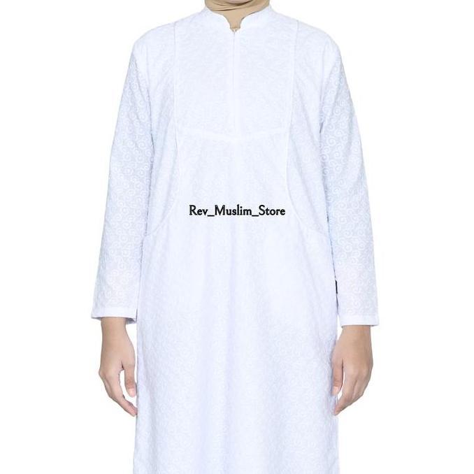 Murah Gamis Umroh Wanita Full Bordir Bahan Katun Paris Baju Umroh Wanita Dewasa Muslim Putih Panjang