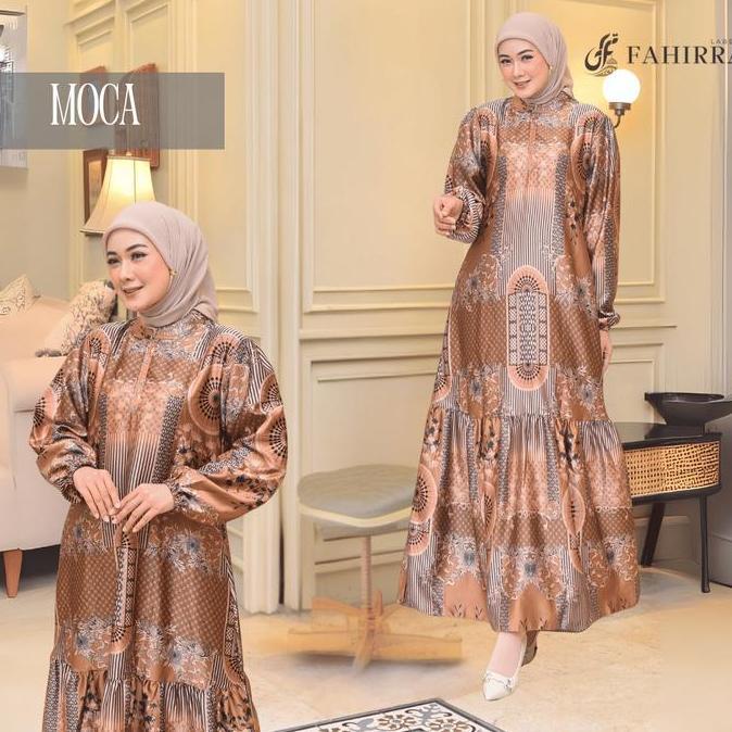 Murah Dress ARUMI Bahan Silk Premium | Gamis Kondangan Lengan Balon Motif Bunga Elegan 2025 Non COD