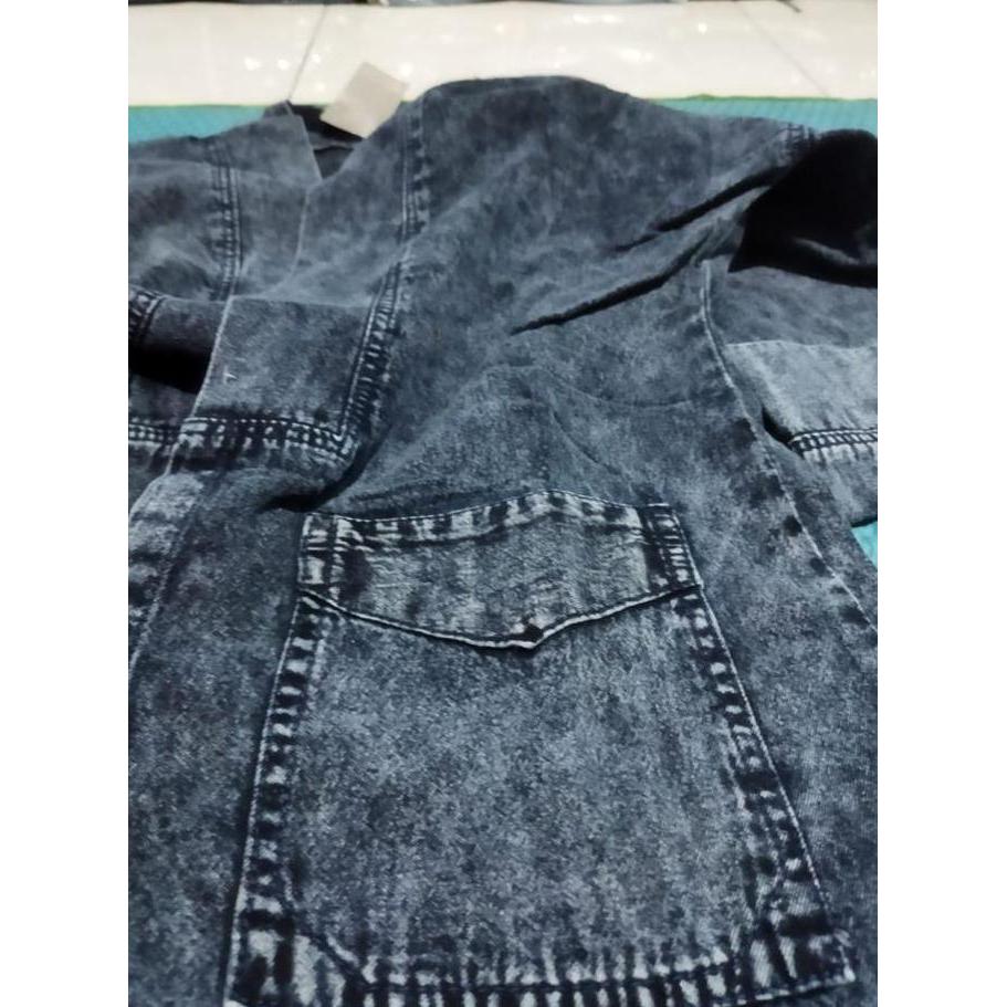 HEMAT LUAR BIASA CARDIGAN JEANS WANITA / OUTER JEANS WANITA / CARDIGAN OUTER TERBARU Panjang Hitam B