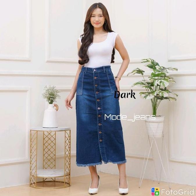 Willply Rok Jeans Panjang Gisca Kancing Depan