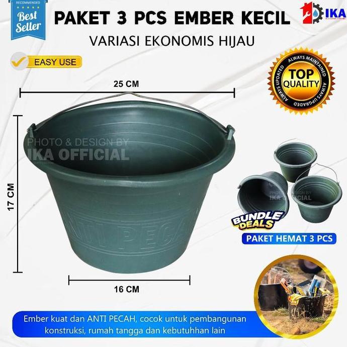 GRASSSTEKNO PAKET 3 PCS EMBER TERMURAH  Ember cor hijau / ember murah / ember cupang / Ember Plastik