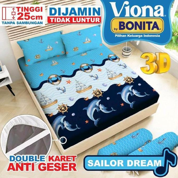 Viona - Sprei Viona(Bonita) 180X200(King)Tinggi 25 Motif Sailor Dream/Kapal Laut/Sailor/Pelaut/Marin