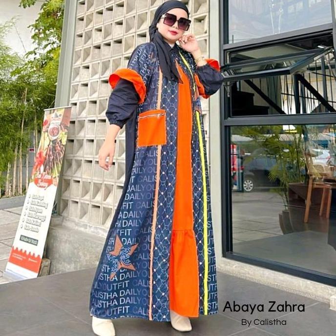 Murah Set abaya Zahra Outer Motif printing  Mewah Muslim Non COD