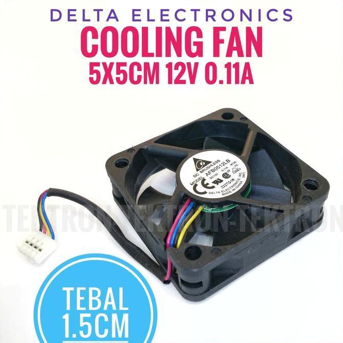 (1) Delta Electronics 12V 0.11A Cooling Fan 5cm tebal 1.5cm 4 pin 5x5 cm tek70n Berkualitas