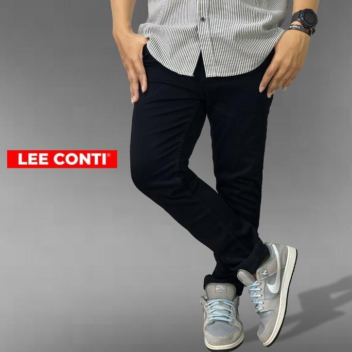 LEE CONTI Celana Panjang Pria Jeans Hitam Stretch Strafe (TERBAIK) (TERBARU) (TERMURAH)