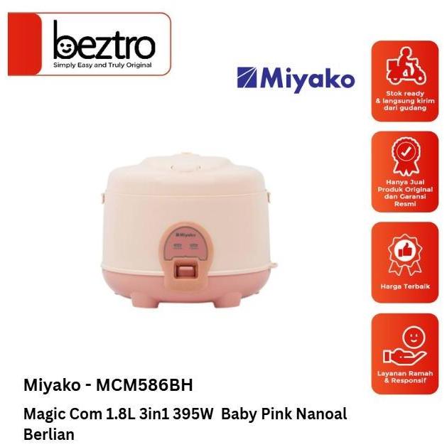 TERLARIS - Miyako MCM586BH MCM 586 BH Magic Com 1.8 Liter 3in1 395 Watt Baby Pink Nanoal Berlian Hit
