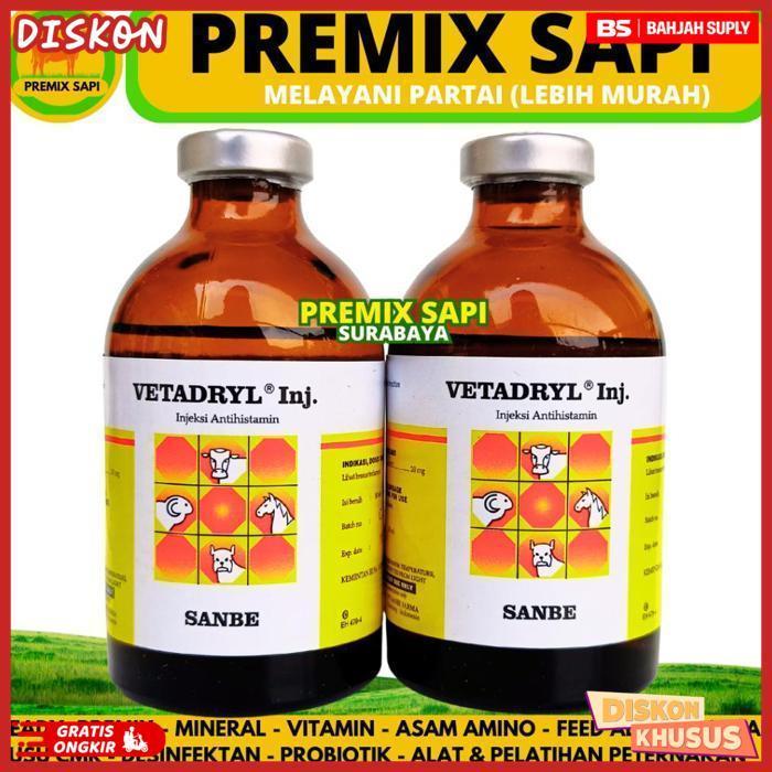 Exclusive Vetadryl Injeksi 50Ml & Vetadryl 100Ml - Obat Antihistamin Hewan Sapi Kuda Domba Kambing B
