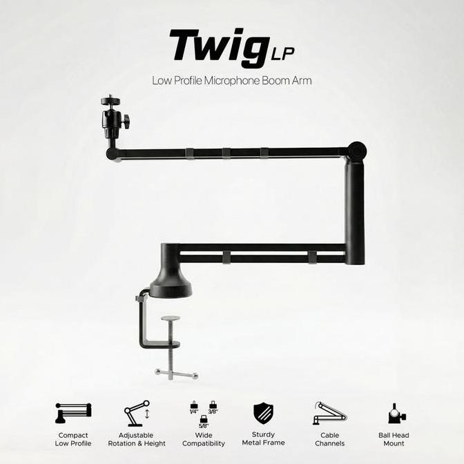 Noir Twig LP Low Profile Modular Microphone Boom Arm (TERBAIK) (TERBARU) (TERMURAH)