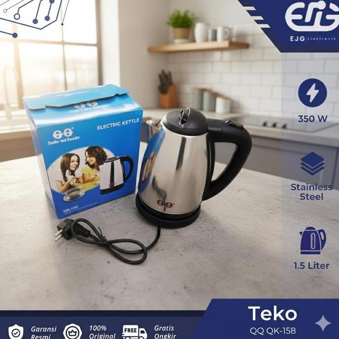 BEBAS ONGKIR - QQ electric kettle/teko 1,5L stainless QK 158