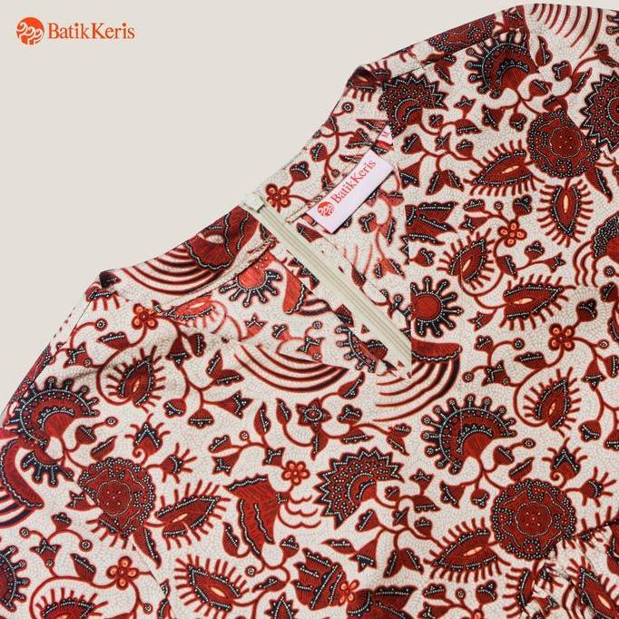 Batik Keris Blouse Batik Wanita leher V  Lengan Pendek Motif Keris Cendrawasih (TERBAIK) (TERBARU) (