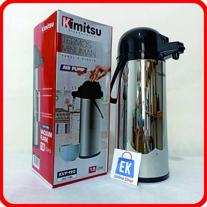 Termos Air Panas Stainless KIMITSU | Termos Tekan | Termos Pencet | Termos Tekan 2 Liter | Termos Pe