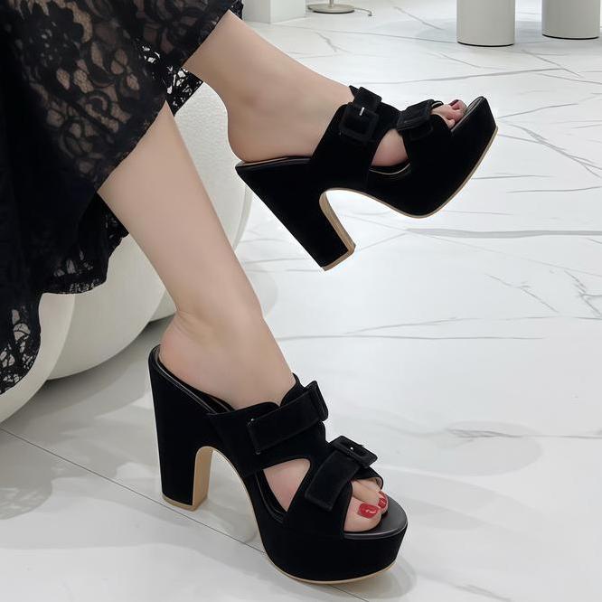 Muchu Melinda Wedges Heels 12 Cm Wedges Tinggi Sandal Wedges 12 Cm Gesper Mr 06