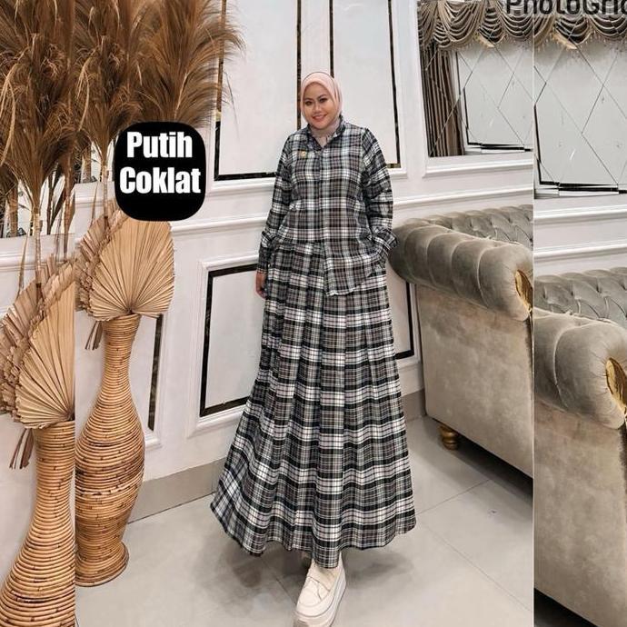 Queenasyari - ILona Set Rok (Tanpa Hijab) Jumbo Motif Flanel Tebal Ld 110-140 cm outfit wanita gemuk