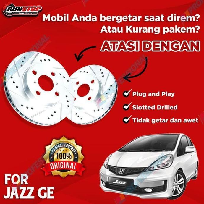 Aksesoris Rotor Disc Brake Drilled Slotted RUNSTOP Honda JAZZ GE GE8