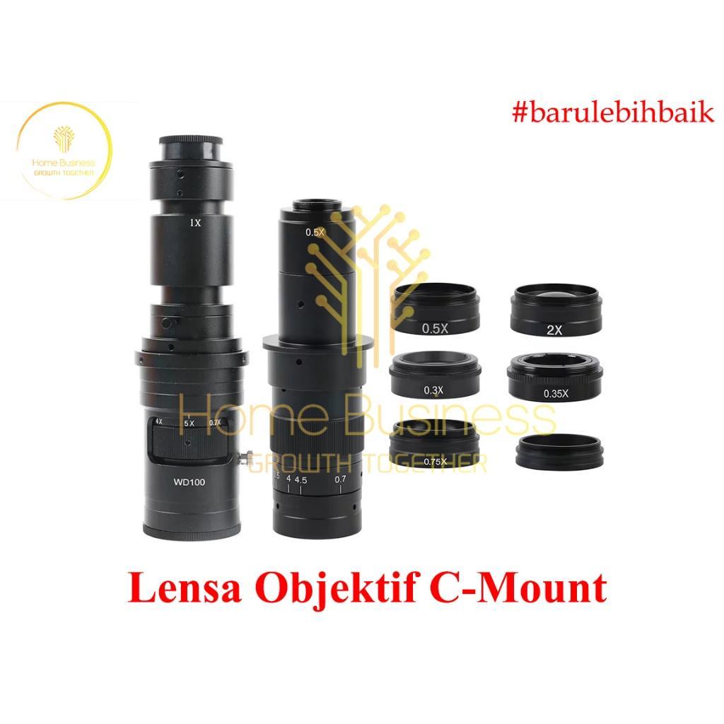 Lensa Mikroskop Single Video C-Mount Lensa Objektif Peninggi Kamera Industri Pcb Handphone & Laptop