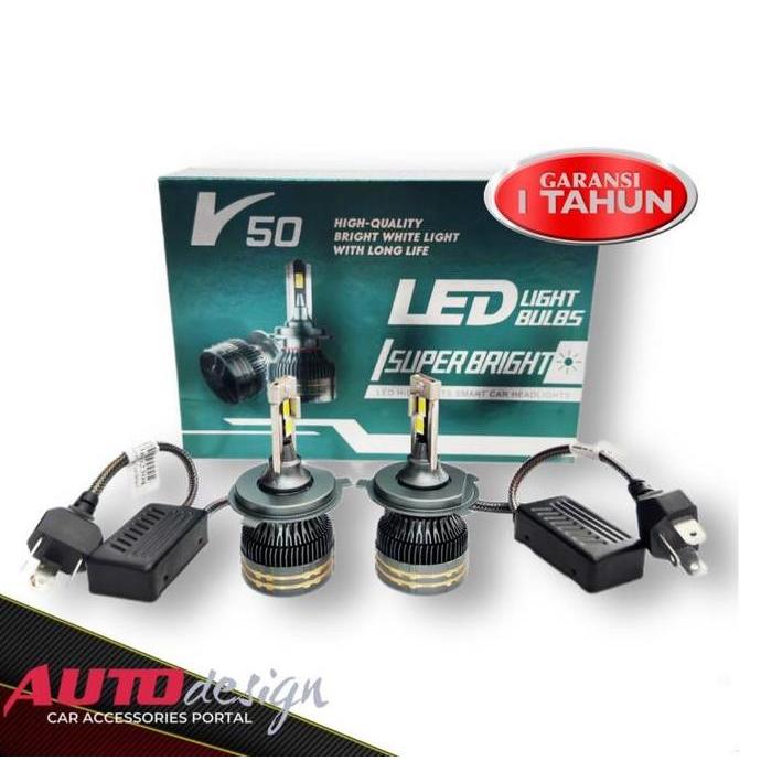 Lampu LED Mobil V50 - 110 Watt H4 H1 H3 H7 H8 H11 H16 9005 9006 9012 HEMAT