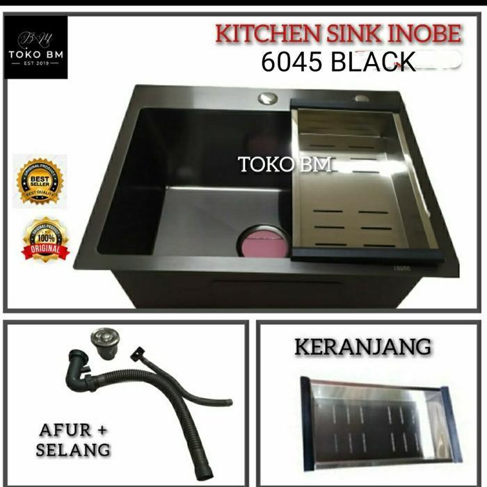 sink inobe 6045 hitam doff/paket sink inobe 6045 hitam doff