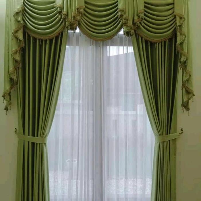 Gorden blackout poni gelombang 1 set poni Rumbai spanyol mewah