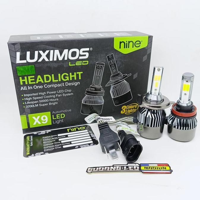 Lampu Mobil Led Luminos 3 Warna X9 Led H11 H4 Luximos Lampu Utama Foglamp ASLI