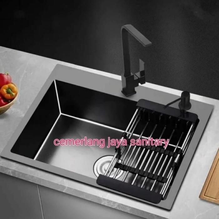 Paket Komplit Kitchen Sink Stainless JKM 5243 HITAM Sink JKM 5243