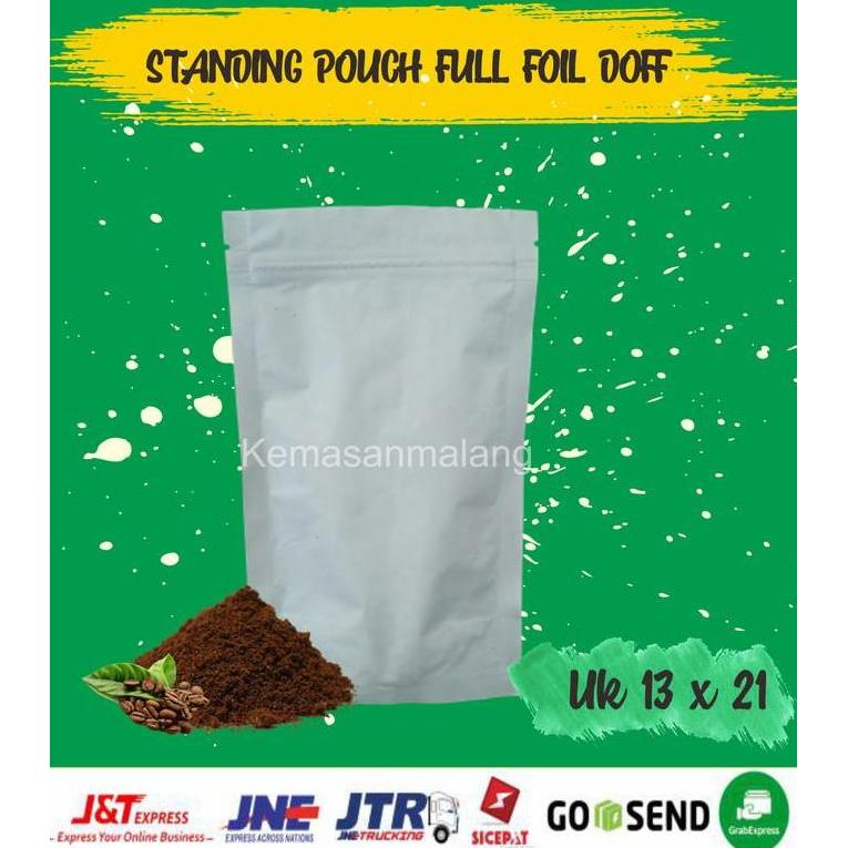 kEMASAN Standing Pouch Full Foil PUTIH Doff 13 x 21