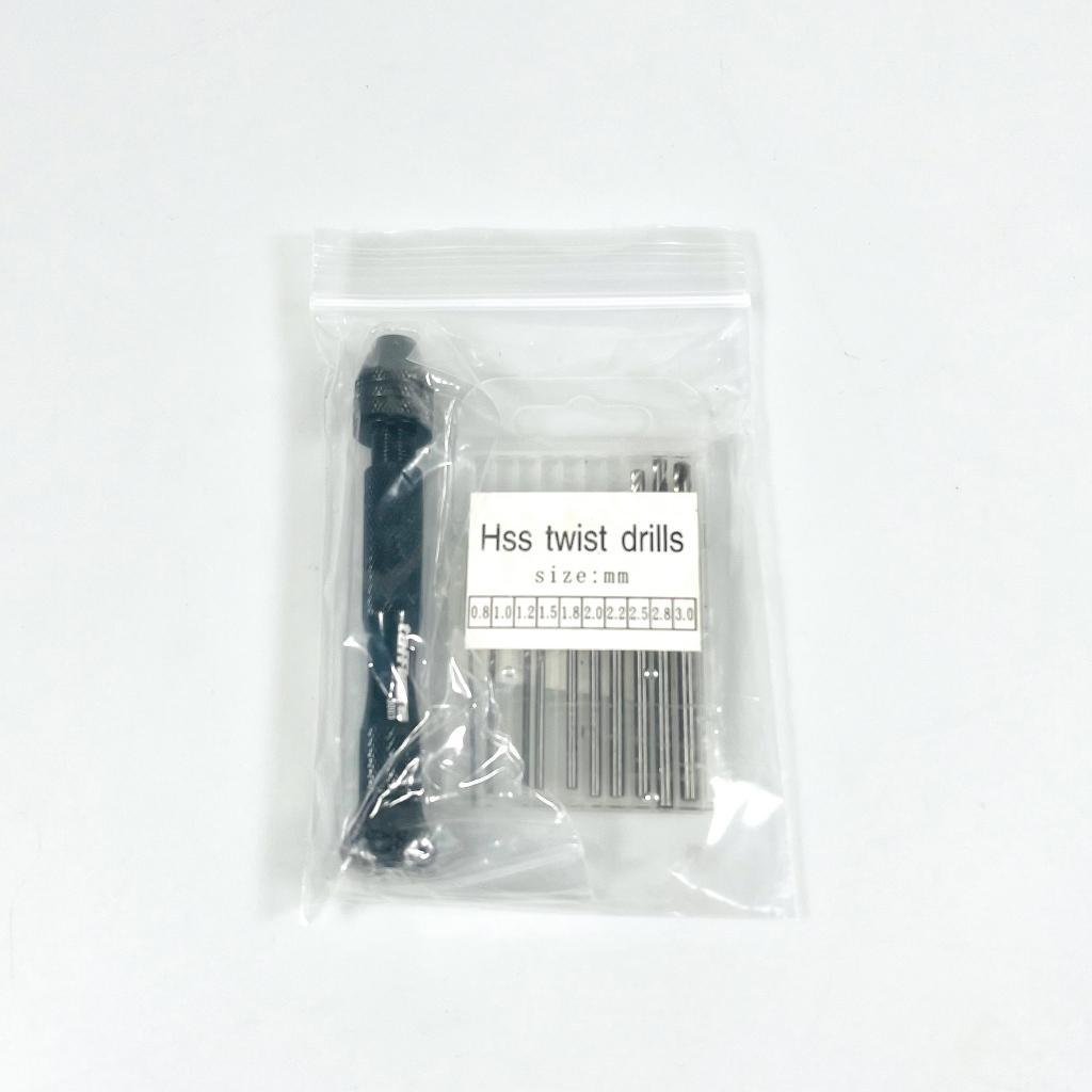 Bor Tangan Manual Hss Twist Drills Dengan 10 Mata Bor / Bor Tangan Mini Manual Chuck Tanpa Kunci