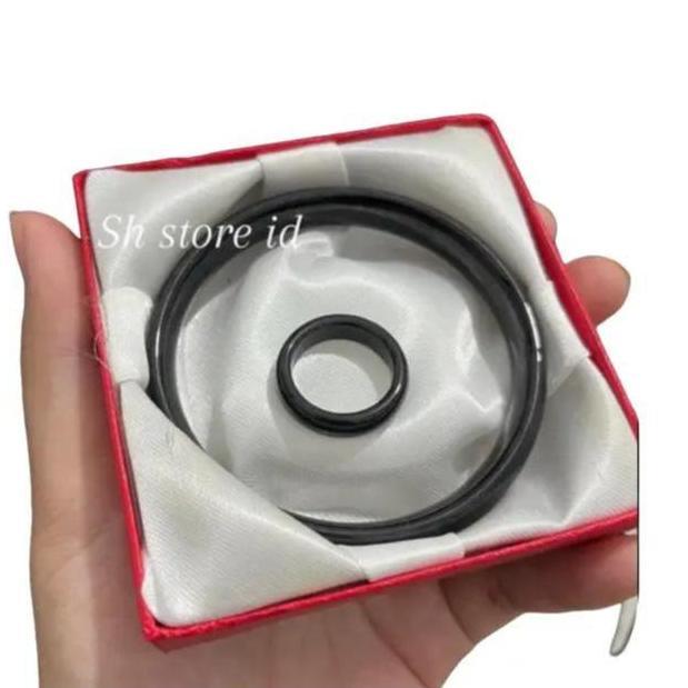 Bargoyer - Set Perhiasan Gelang dan Cincin Kesehatan Batu Asli untuk Pria dan Wanita - Giok Perhiasa