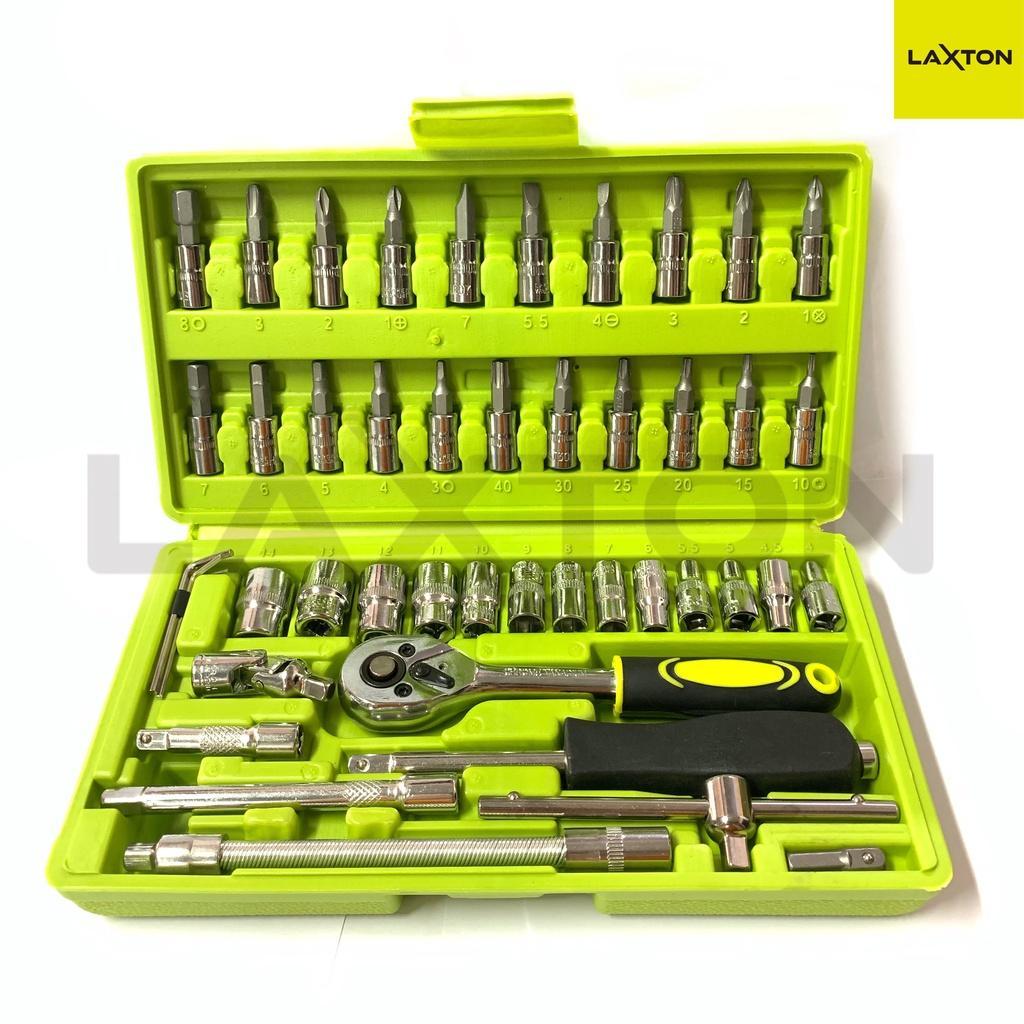 Laxton Kunci Sok Shock Set Motor Socket 46 Pcs L03-046 Murah Laris