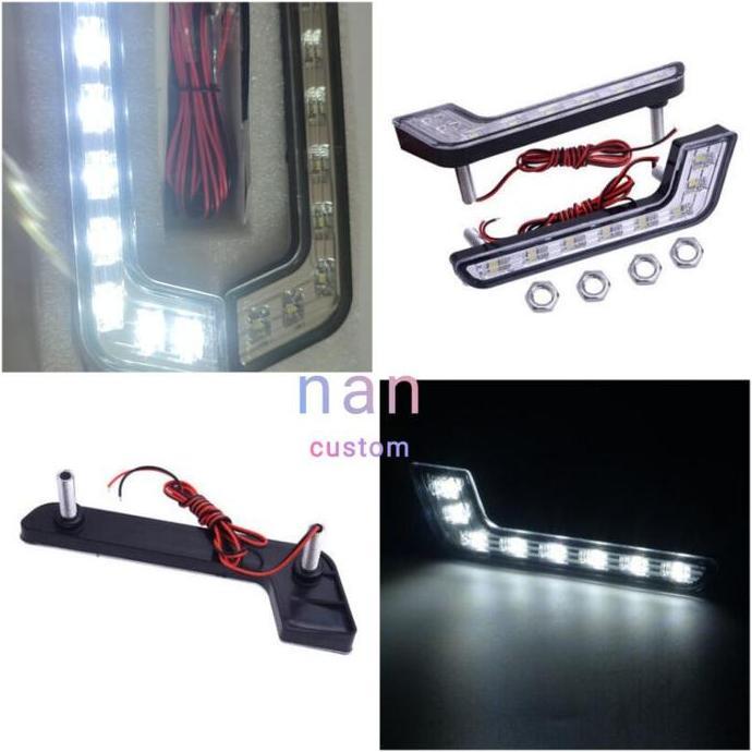 sepasang LED DRL kristal foglamp mobil | daytime running light drl
