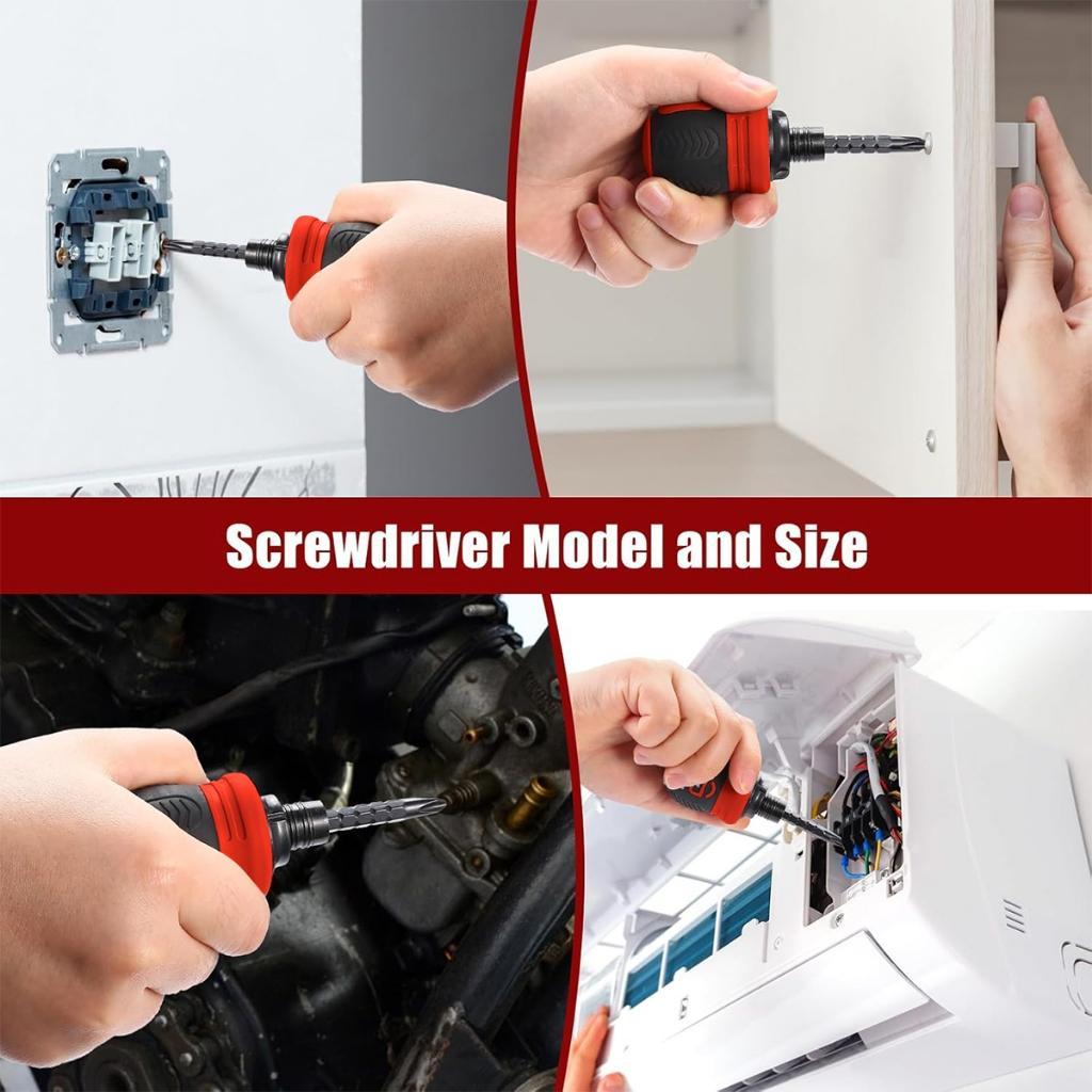 Jld 6Pcs Obeng Bisa Dilepas Plus+Minus+Bintang+Segitiga+Magnet Obeng Set Screwdriver Obeng Bolak Bal