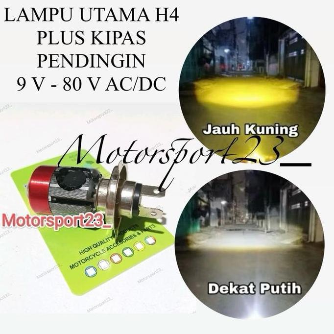 dho9925 - lampu utama h4 plus kipas pendingin tss lampu depan motor led h4 laser tss ac dc 3 watt/la