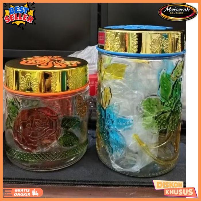 Quality Toples Kaca Cantik Motif Bunga Size S Dan M Estetik Jadul Toples Lebaran Sepanjang Masa