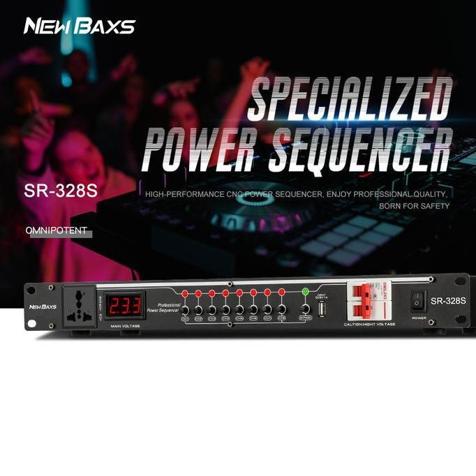 devimastore - new baxs manajer listrik sr-328s 4 amp power controller 8-channel audio time system po
