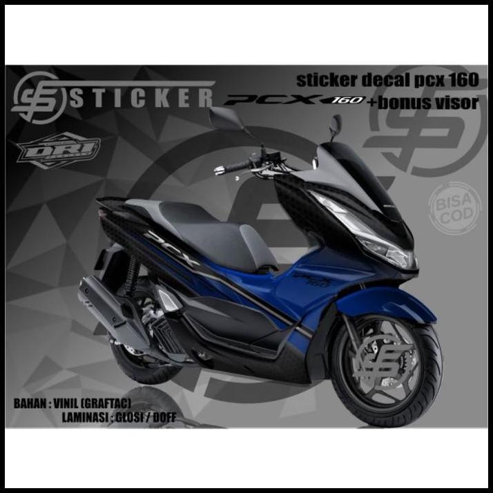 DISKON (PREMIUM) STICKER DECAL VARIASI FULL BODY HONDA PCX 160 HITAM BIRU