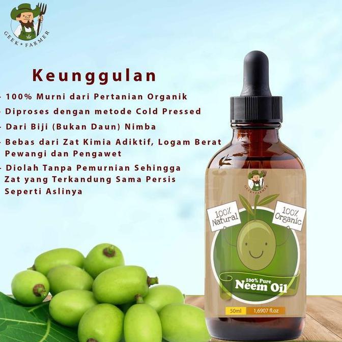 Geek Farmer - Neem Oil 50ml Pure 100% Minyak Biji Nimba (TERBAIK) (TERBARU) (TERMURAH)